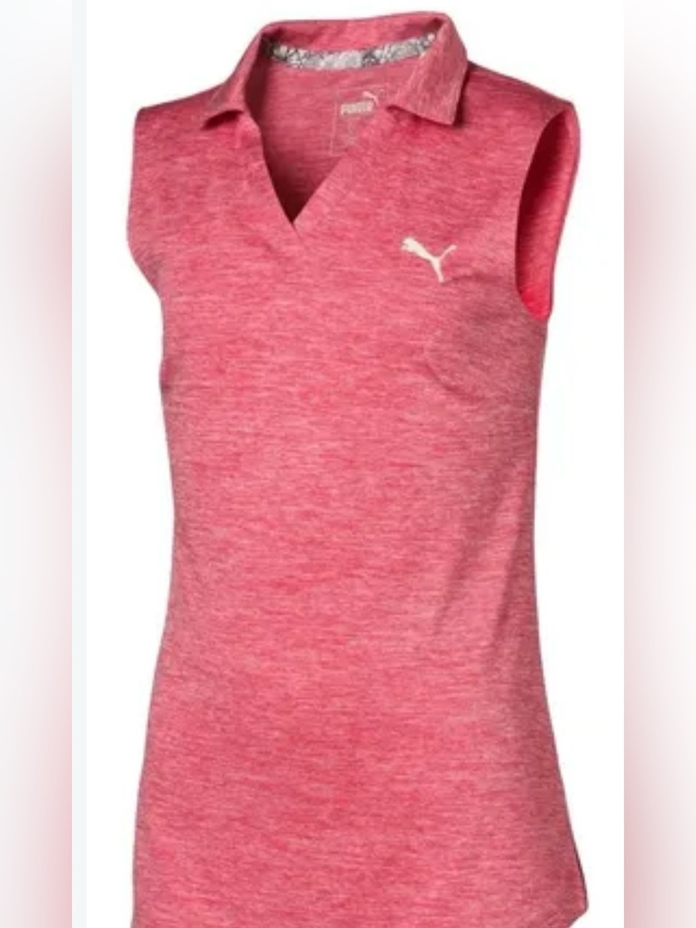 Puma Girls Pink Heather Sleeveless Polo Tank
